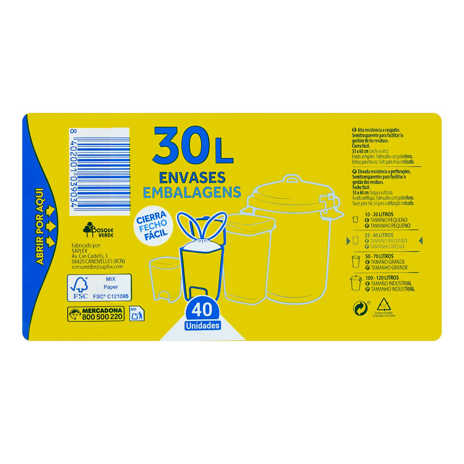 Emballage de sac poubelle Green Forest seau moyen 30L