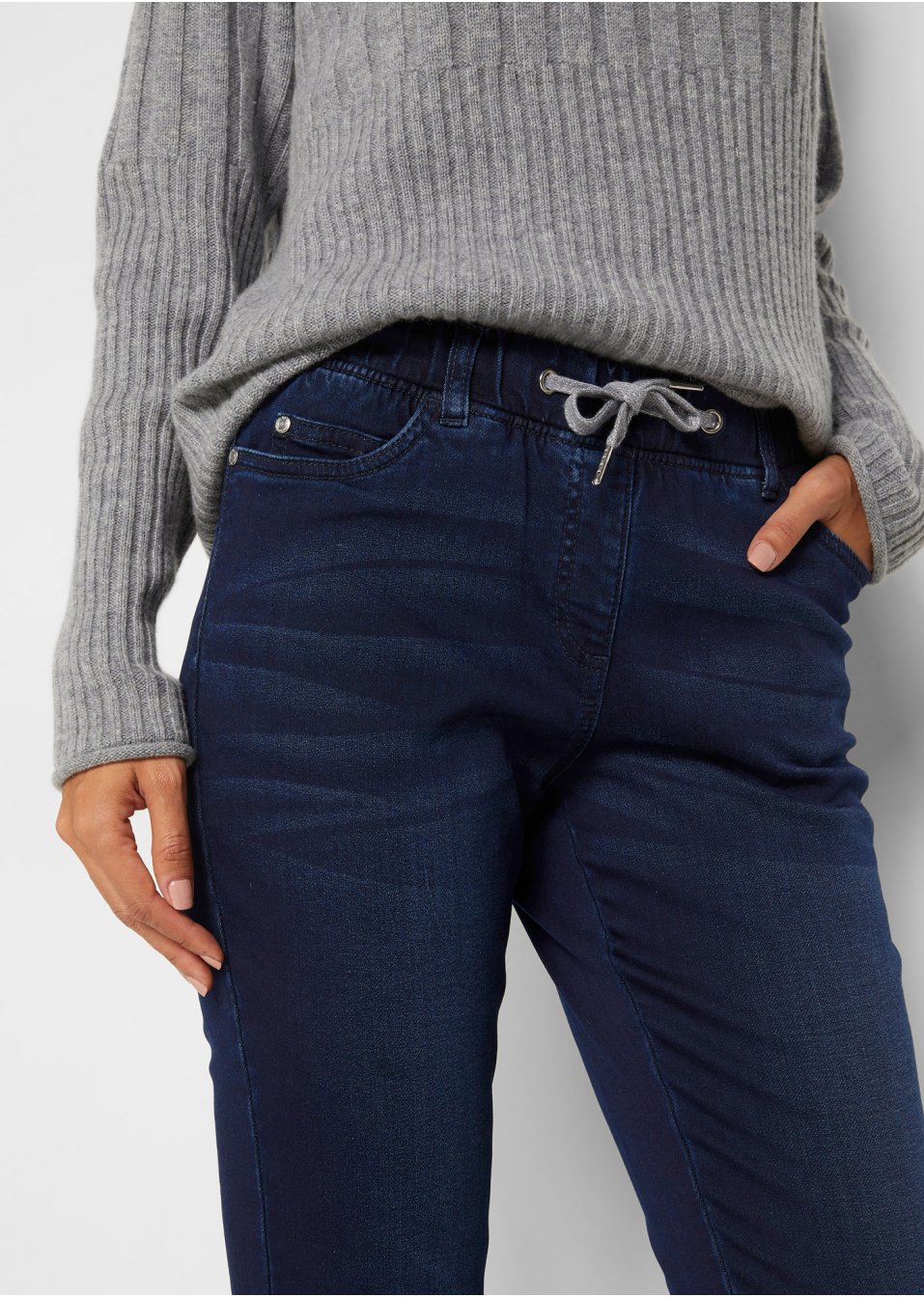 Pantalon taille extensible style denim