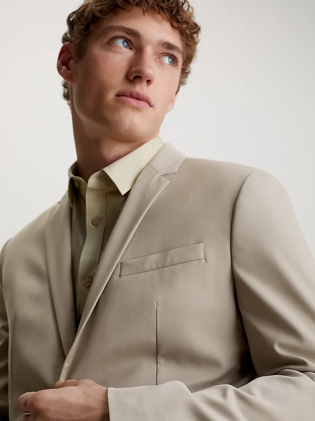 Blazer slim em mistura de lã