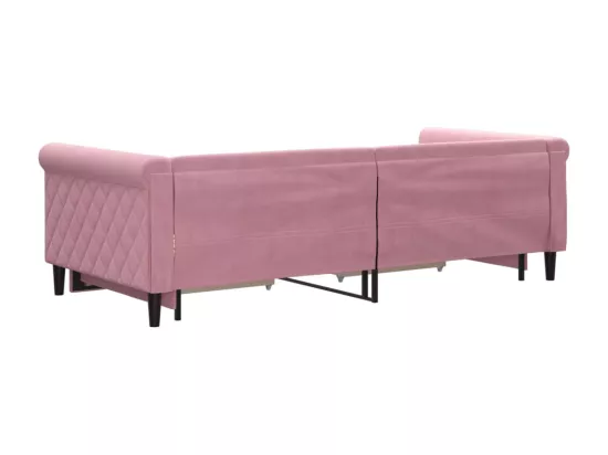 Lit de jour avec gigogne et tiroirs sans matelas rose 90x200 cm