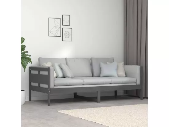 Lit de jour gris bois de pin massif 90x200 cm
