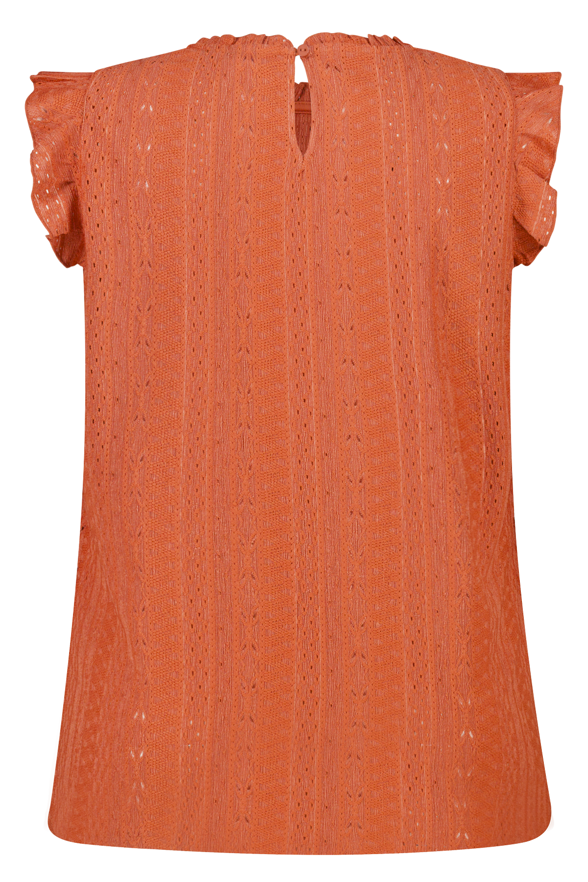 Broderie top met ruffle Steen rood