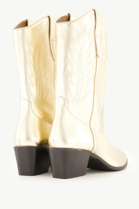 Leder-Cowboystiefel, XL-Schaft, Metallic-Optik, Weite H