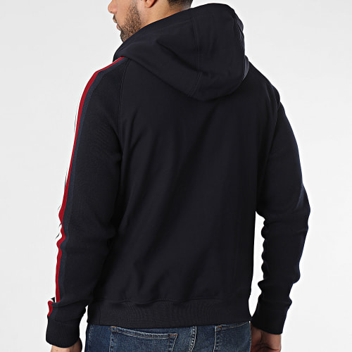Veste Zippée Capuche A Bandes Mixed Media 3544 Bleu Marine