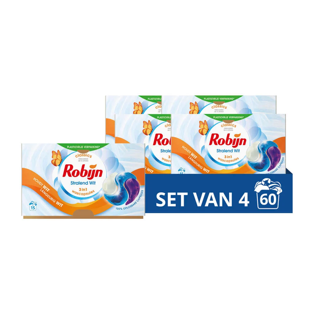 Lekker makkelijk3-in-1 wascapsules Stralend Wit - 4 x 15 wasbeurten - 60 wasbeurten