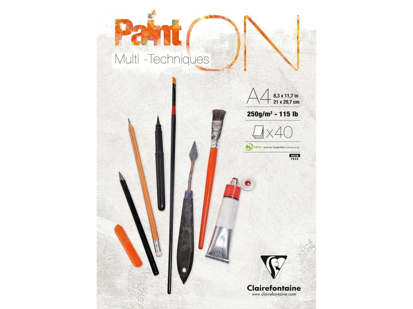 Tegneblok PAINT-ON blok A4 toplimet 40 ark hvid
