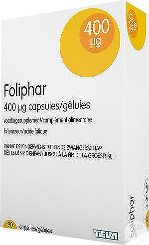 Foliphar Acide Folique 400µg Complément Alimentaire 90 Capsules