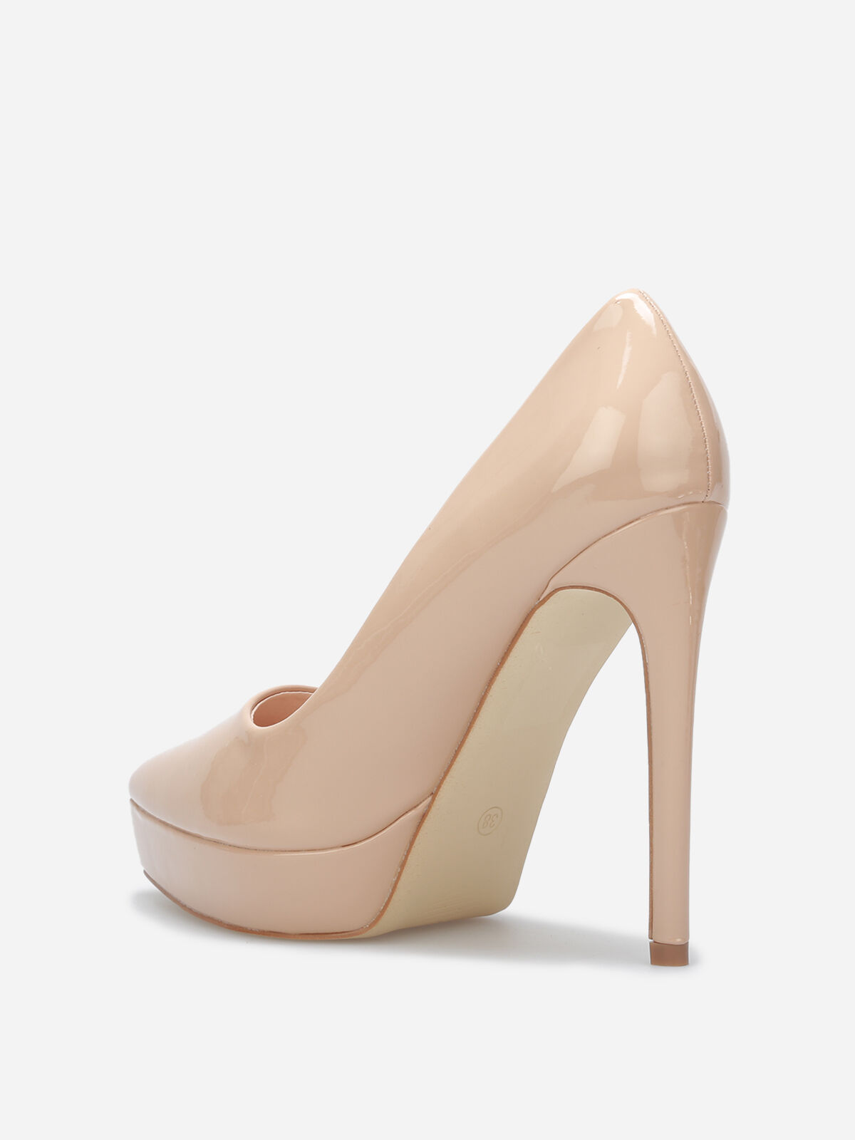 Stilettos pointus vernis à plateforme- Nude