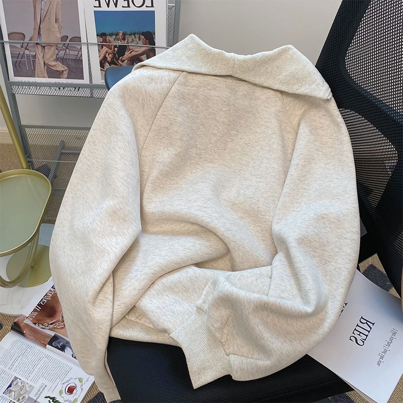 Cafamo - Hoodie met halve rits en letters