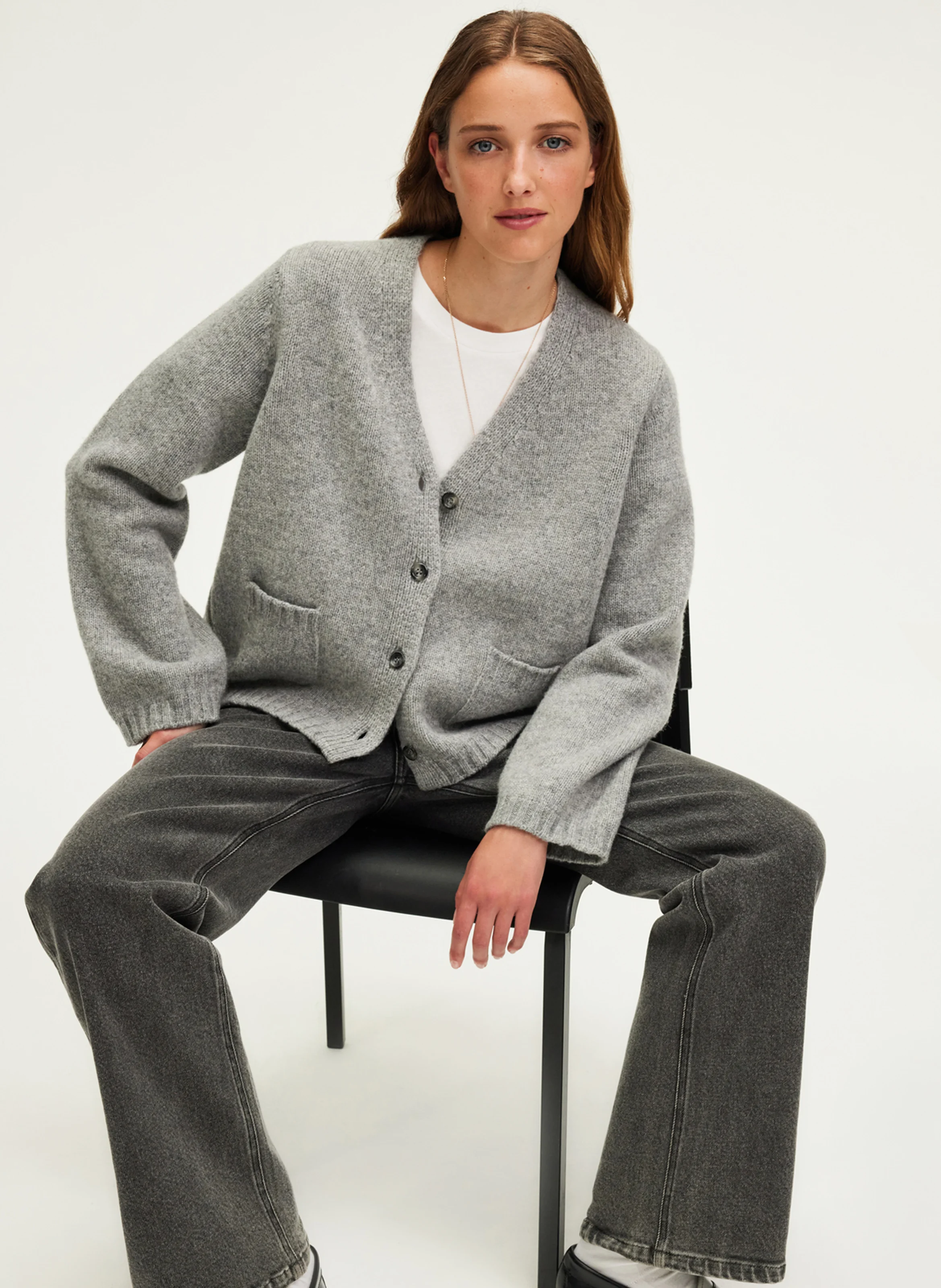 JOZIE - Gilet col V en laine mélangée | Gris