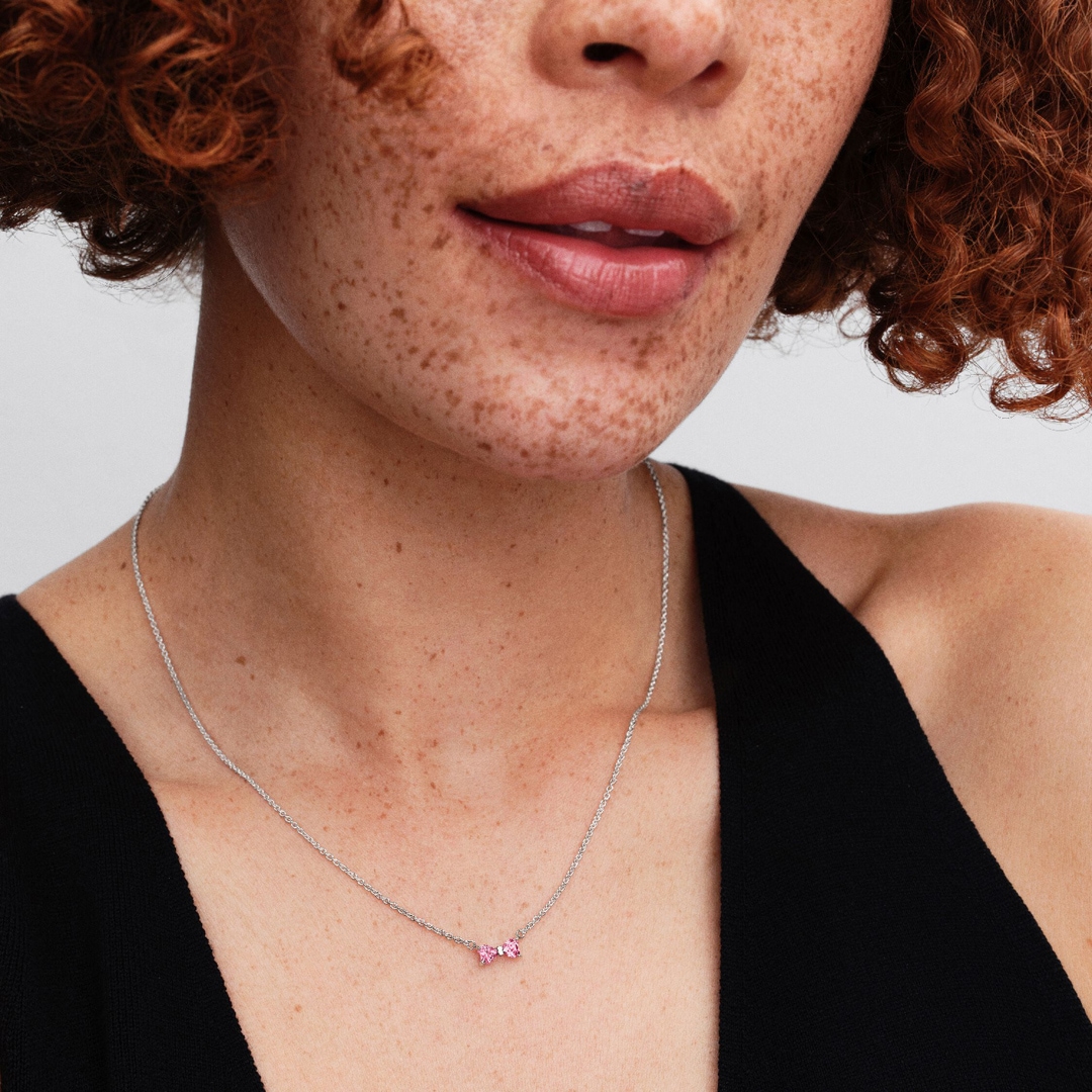Pandora Timeless Schleife Anhängerkette Rosa 925 Silber