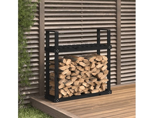 VIDAXL - Accessoires cheminée Support pour bois de chauffage noir 110x35x108,5 cm bois de...