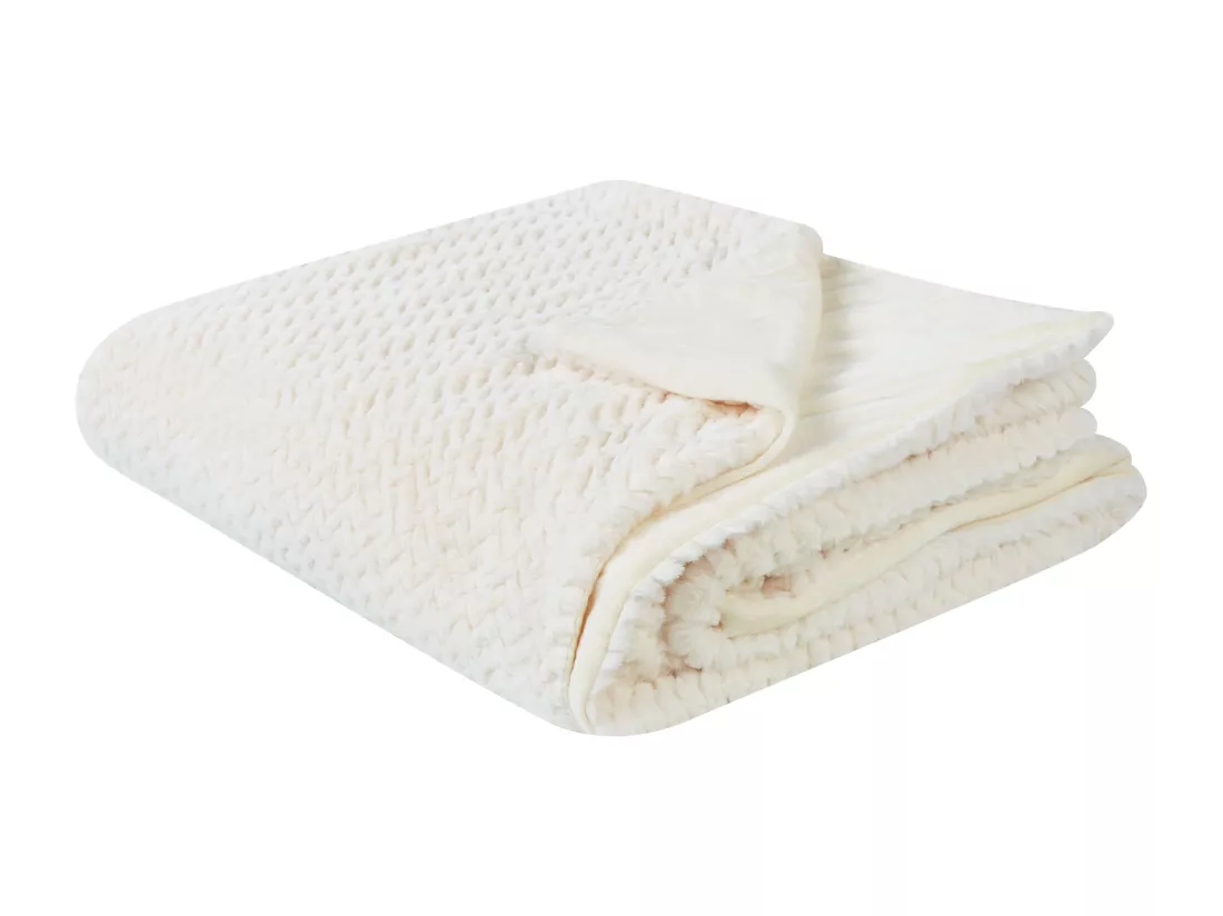 Couvre-lits SURMI Fourrure synthétique 200 x 220 cm Blanc cassé