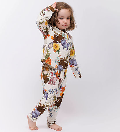 Christina Rohde Leggings - Hvid m. Blomster