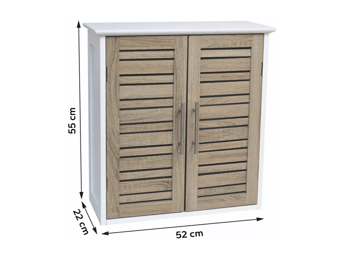 Meuble de salle de bain Élément haut 2 Portes et 1 Étagère intérieure - Stockholm
