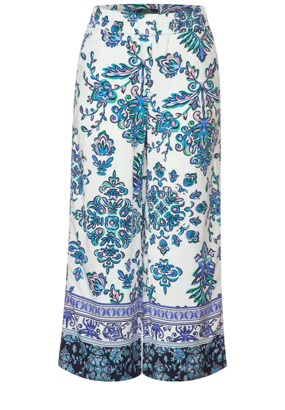 Casual Fit Hose mit Print - vanilla white