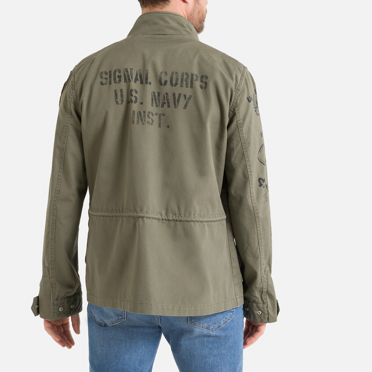 SCHOTT<br>Parka militar com zíper e distintivos M-1941
