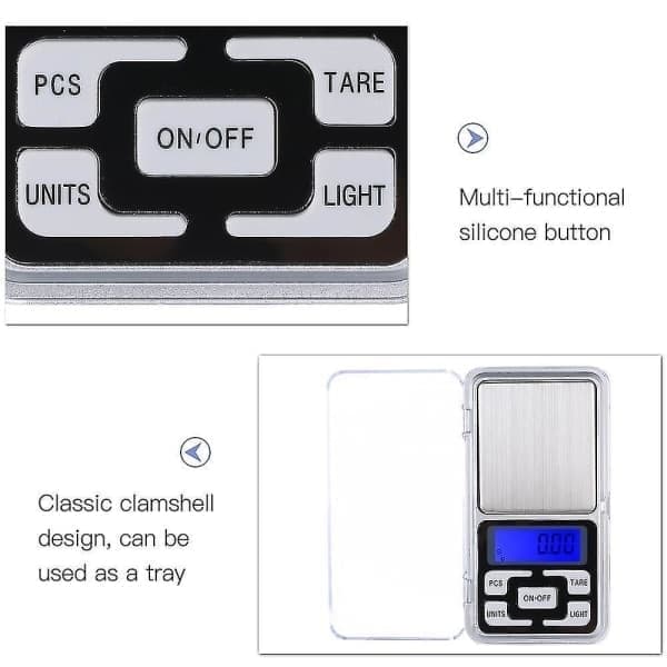 Digital Vekt i Got Format med LCD-skjerm, Lommevekt, Smykkevekt 0,01 - 200g
