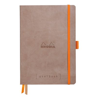 Rhodia Goalbook - Carnet souple A5 - 224 pages numérotées - petits carreaux - taupe