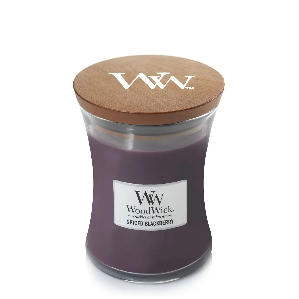 Woodwick - Bougie Sablier Taille Moyenne avec PlusWick Mûre Épicée- Bougie