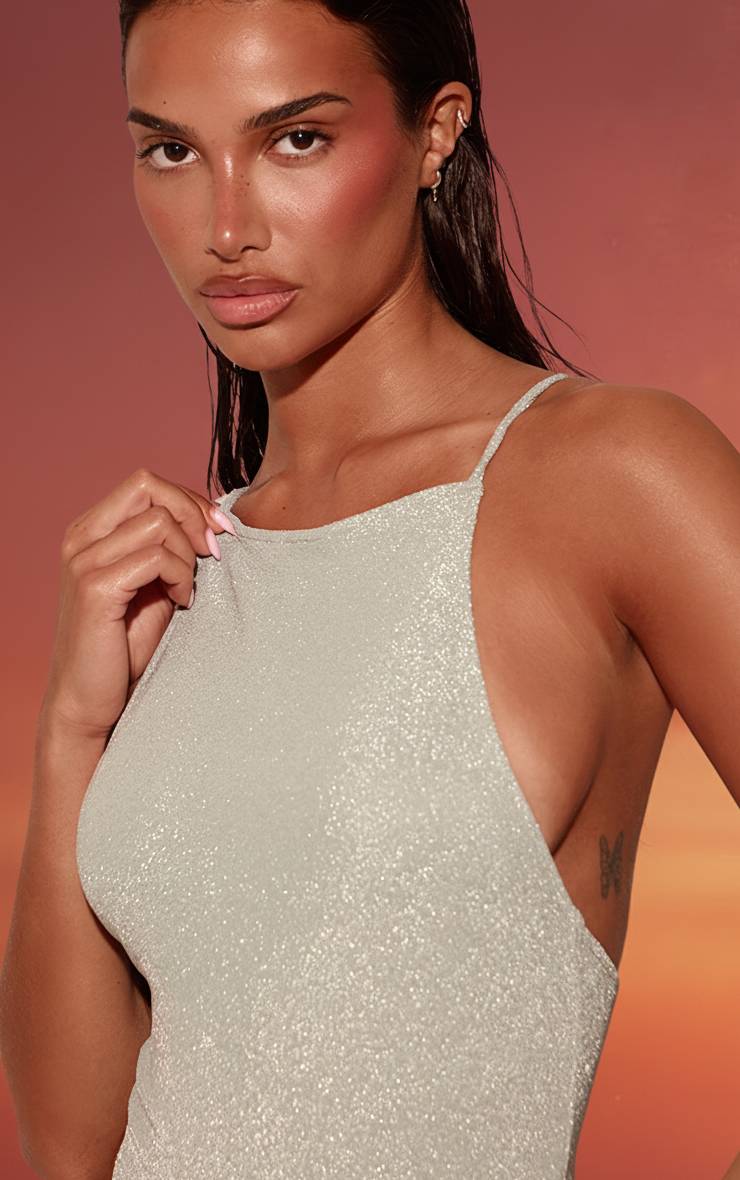 Bleu Maillot De Bain Nageur À Paillettes Pâles