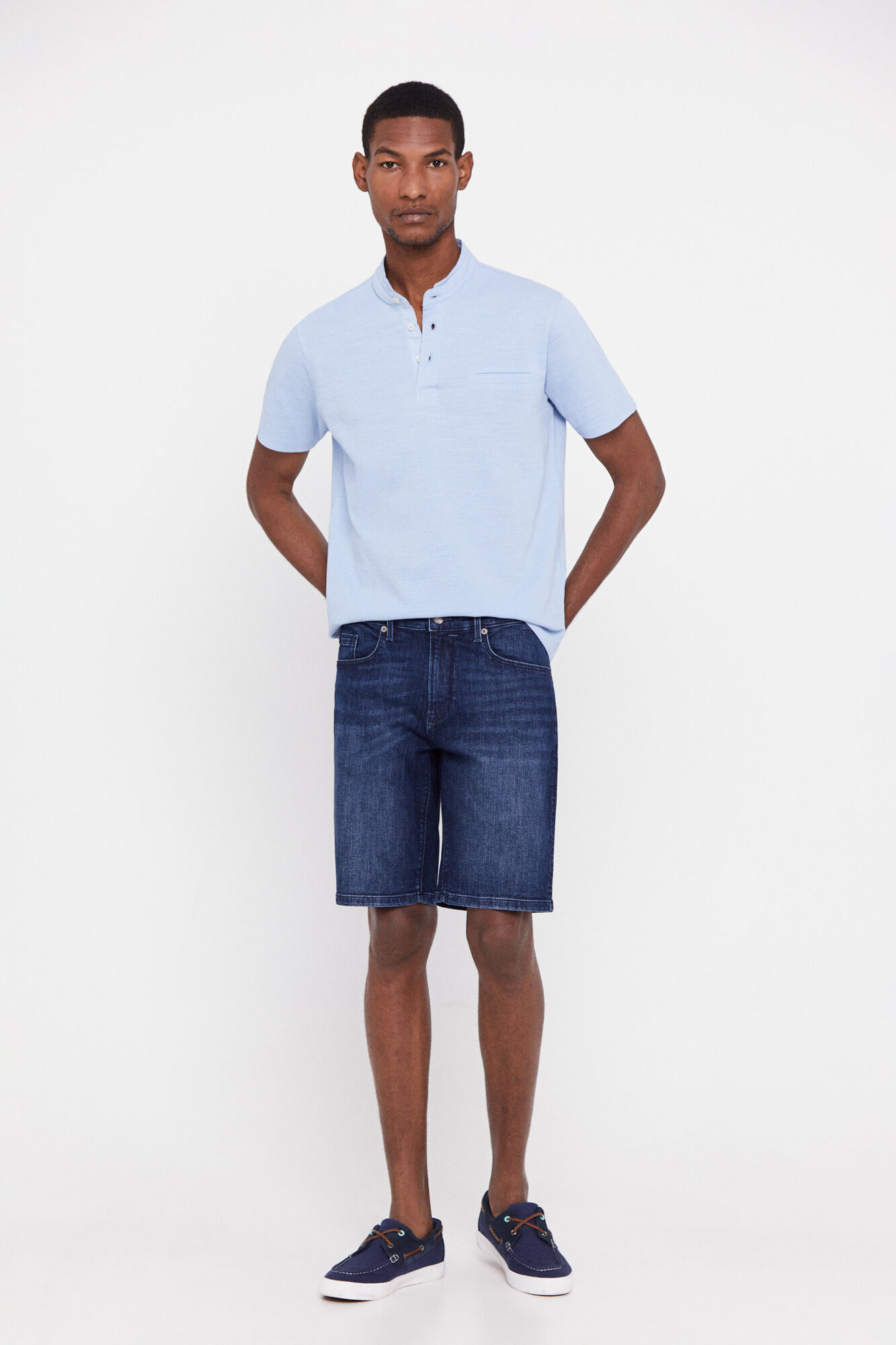 Bermuda jeans escura - Azul
