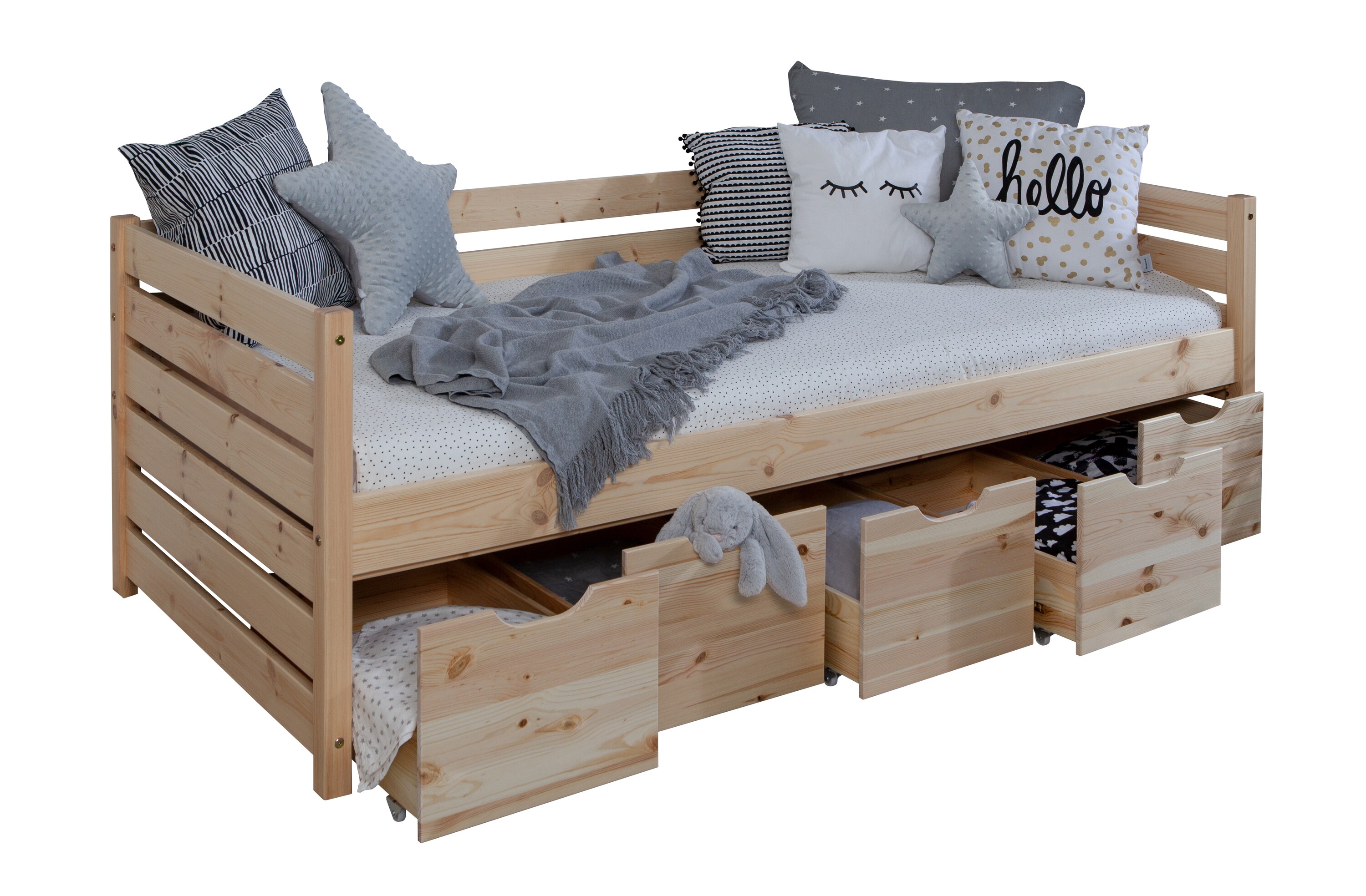 TiCAA Sofabett Naomi inkl. 5x Schubkästen, 90x200