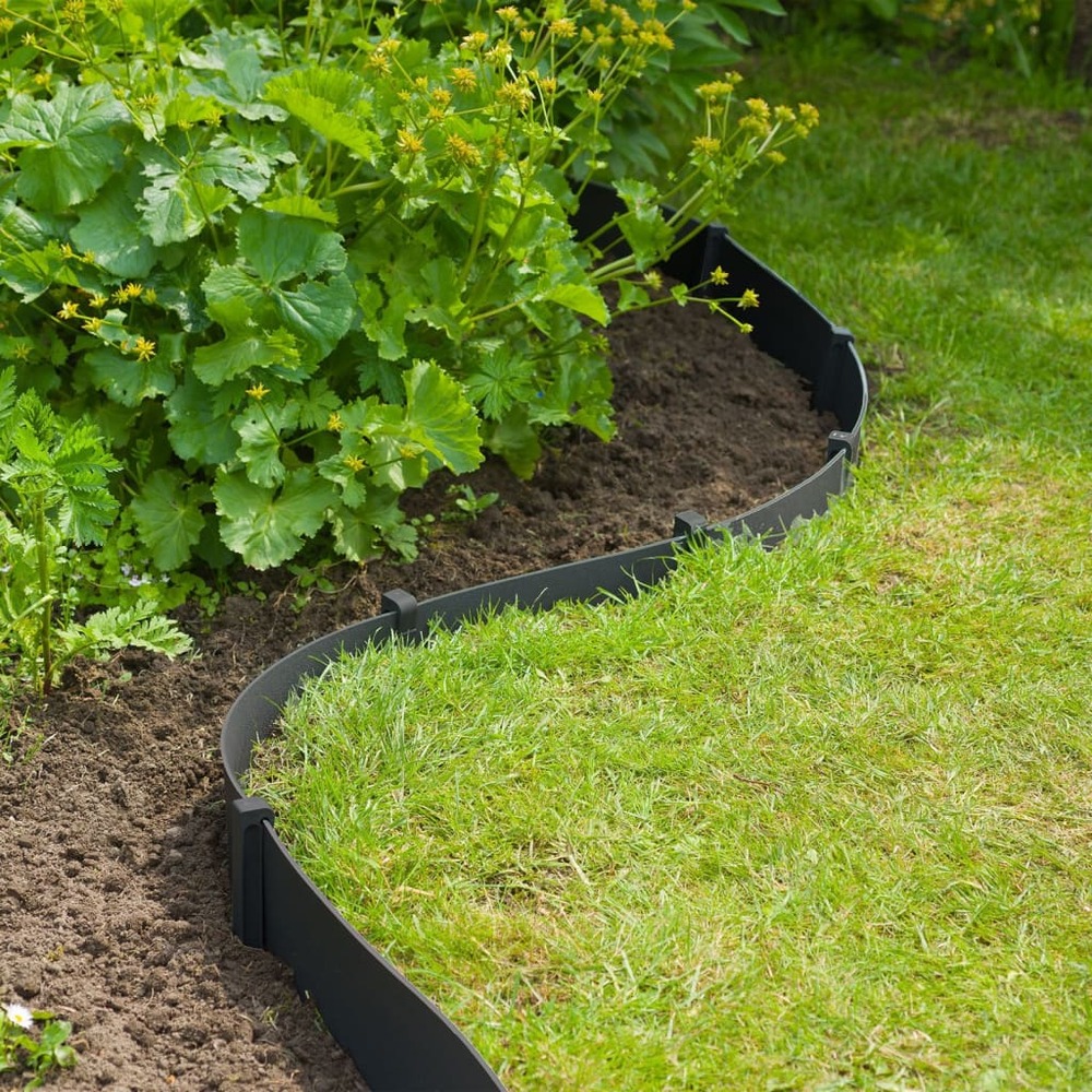 Lot de 10 ancres pour bordure de jardin polyéthylène recyclé noir - h 19,5 x 1,9