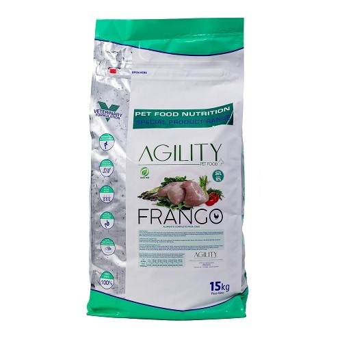 Ração premium para cães adultos, sabor frango.