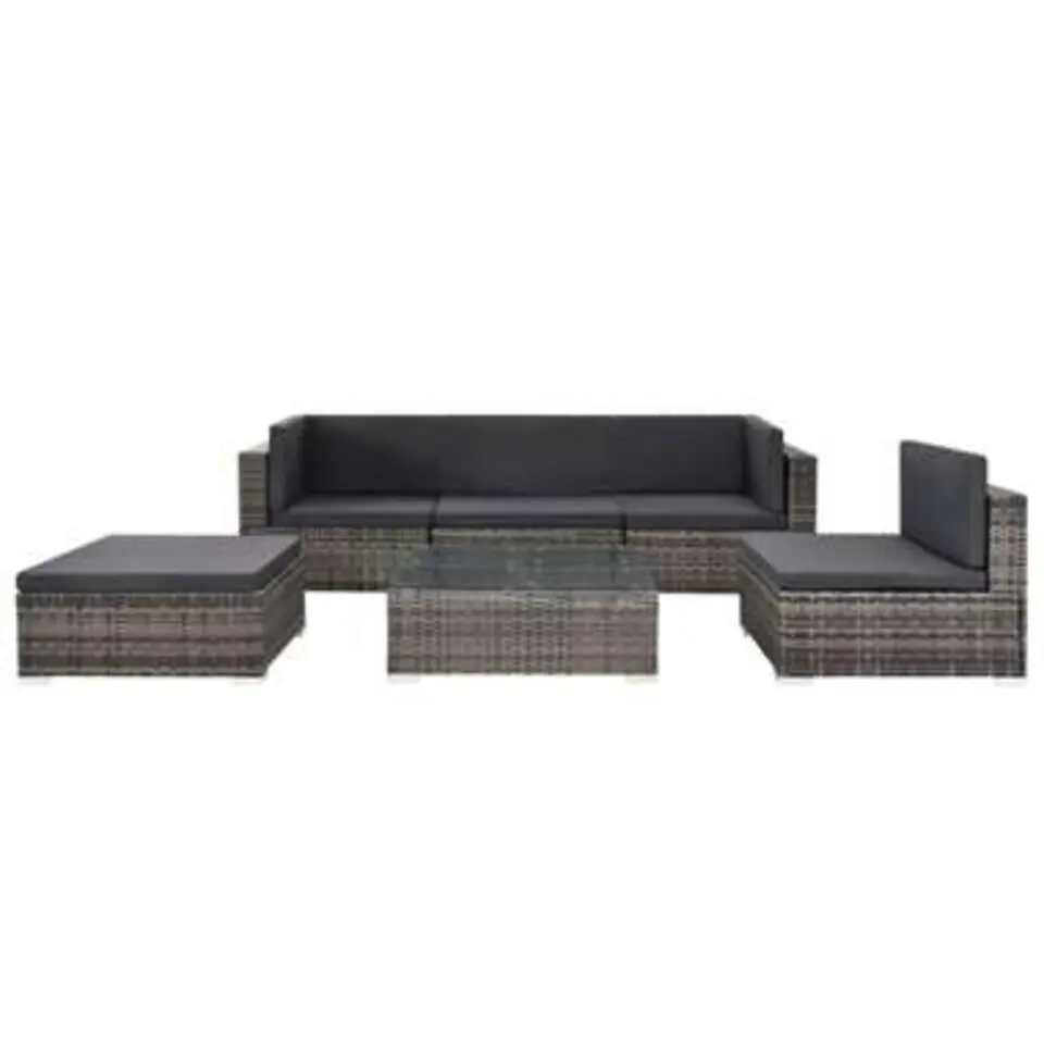 vidaXL - Bankset - Grijs - Poly rattan
