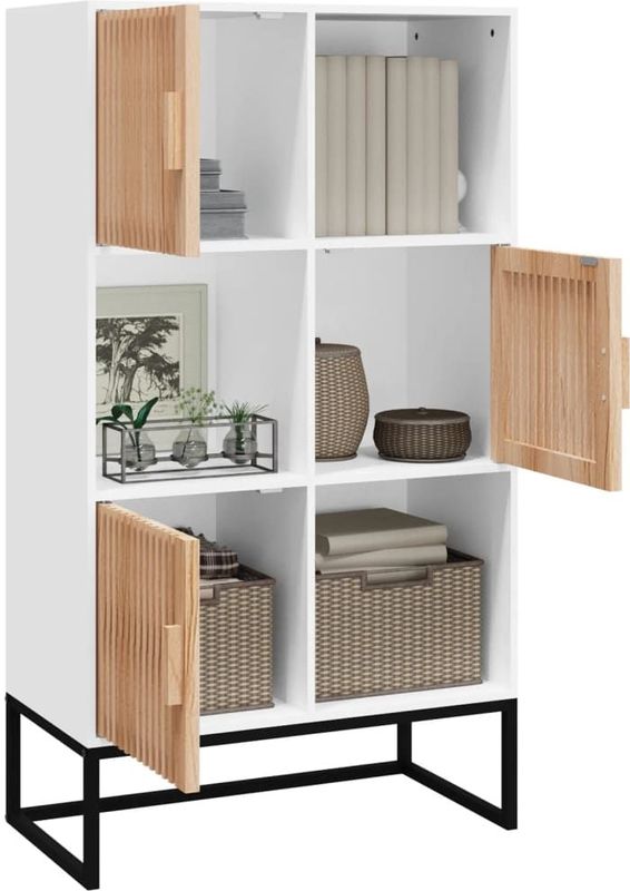 vidaXL - Hoge Kast - Wit - Bewerkt Hout - 70x35x125 cm
