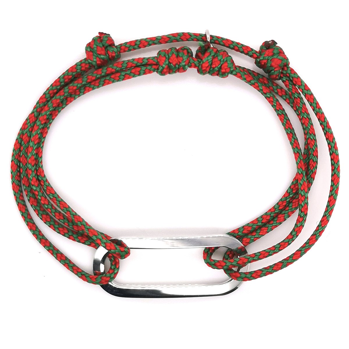 Bracelet homme Olivier Lafond Figaro anneau lissedouble lien rouge et vert