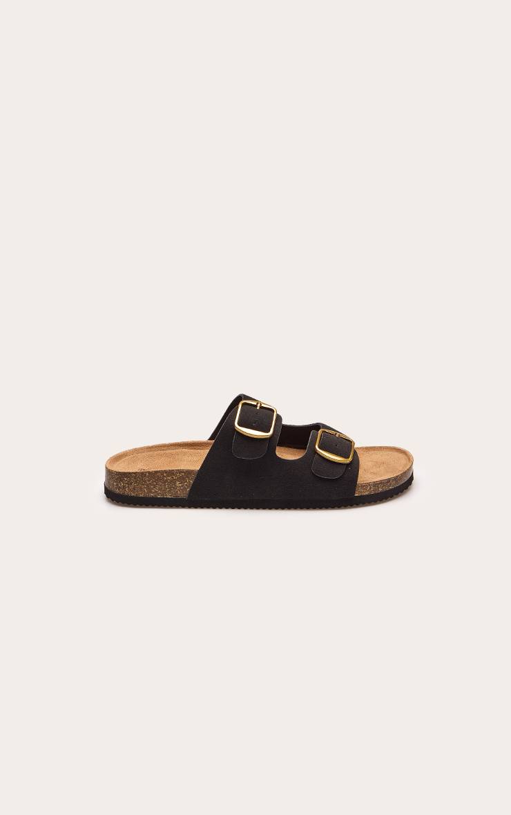 Noir Sandale À Semelle Anatomique En Synthétique Avec Double Boucle