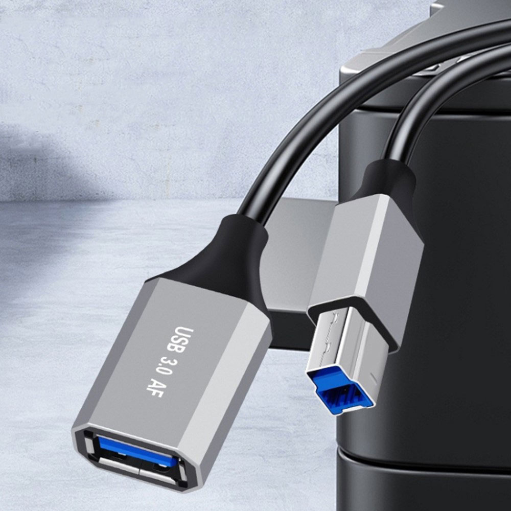 (0.5m) USB B 3.0 (M) auf USB A 3.0 (W) Verlängerungskabel mit Befestigungsschrauben für Drucker / Scanner / Festplatten (5Gbit/s) - Schwarz