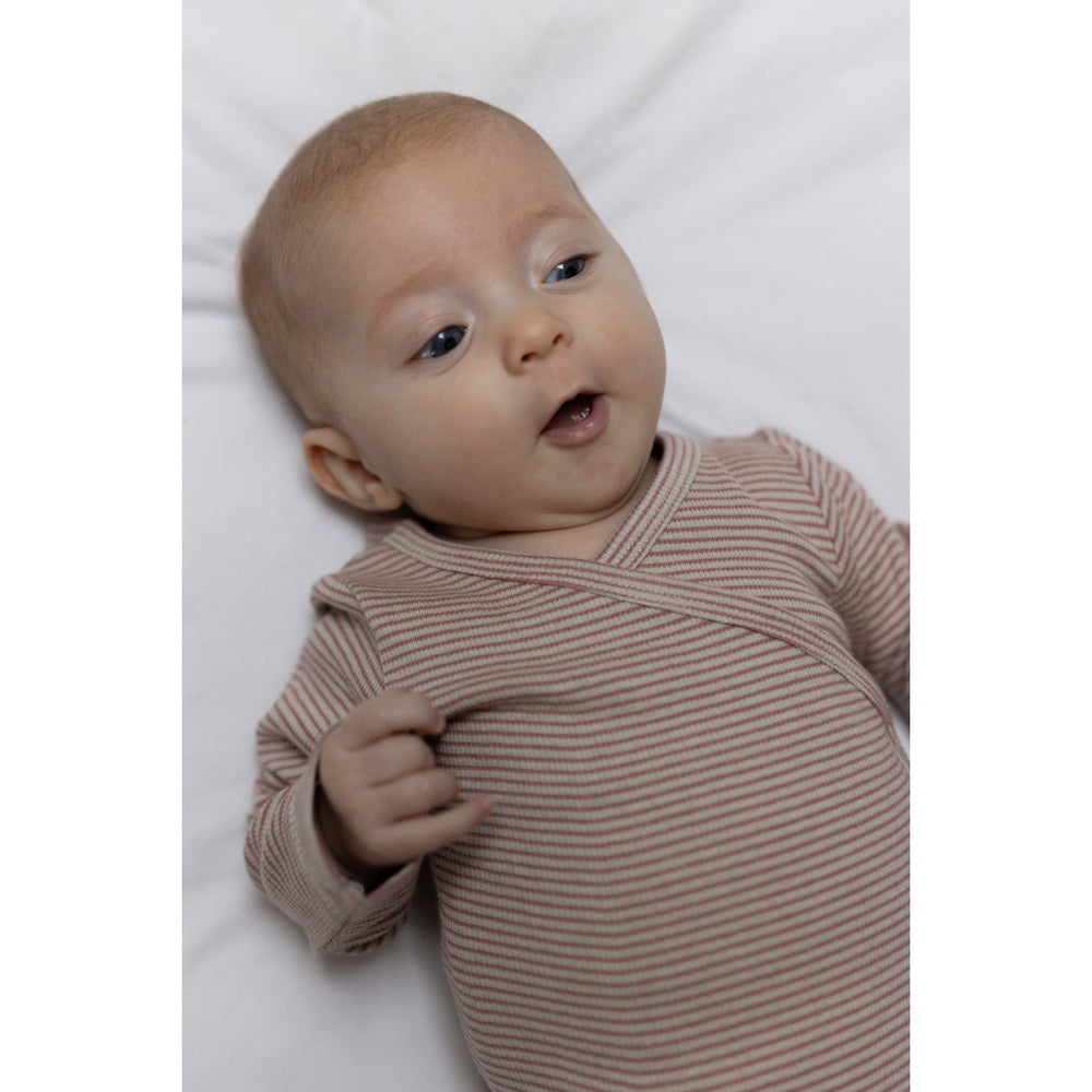 Køb Petit Piao Nostalgic Rose/Dark Off White PPDian Body L/S Fold Over Stripe NOOS