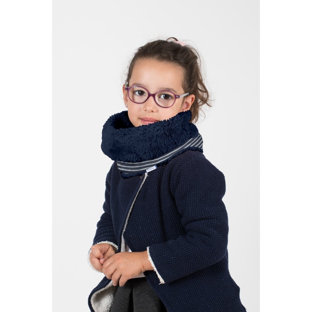 Echarpe Tube Enfant Rayé Argent Marine