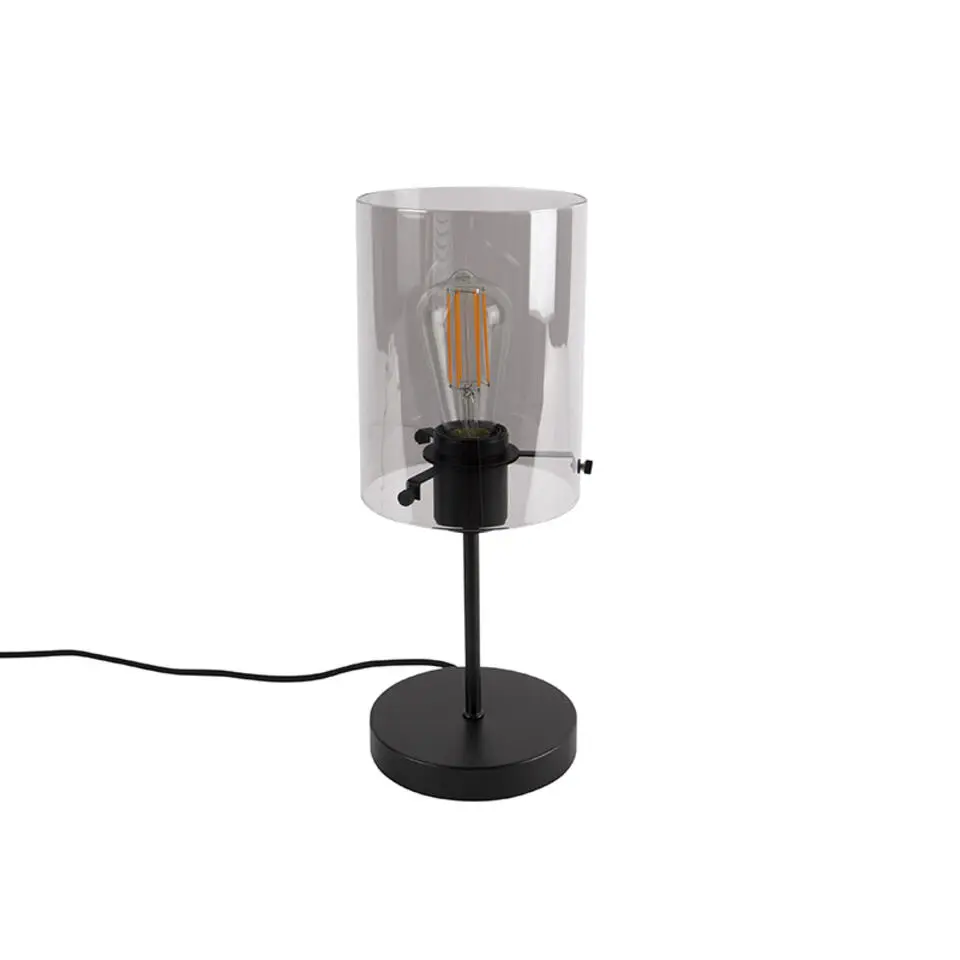 Qazqa tafellampen dome zwart e27