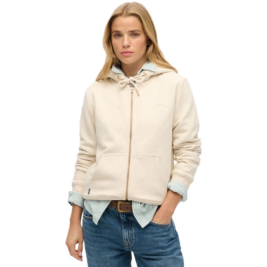 Superdry Essential Logo Ziphood HB Sweatshirt Damen light oat marl