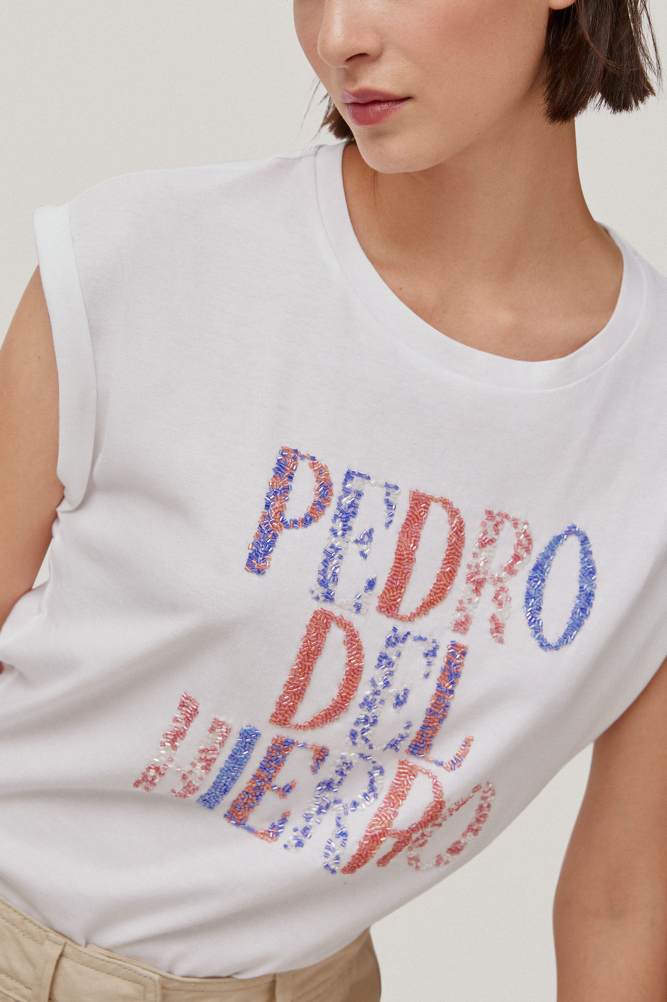 Camiseta de manga curta com logo - Crudo