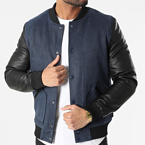 Veste Teddy Bleu Marine Noir