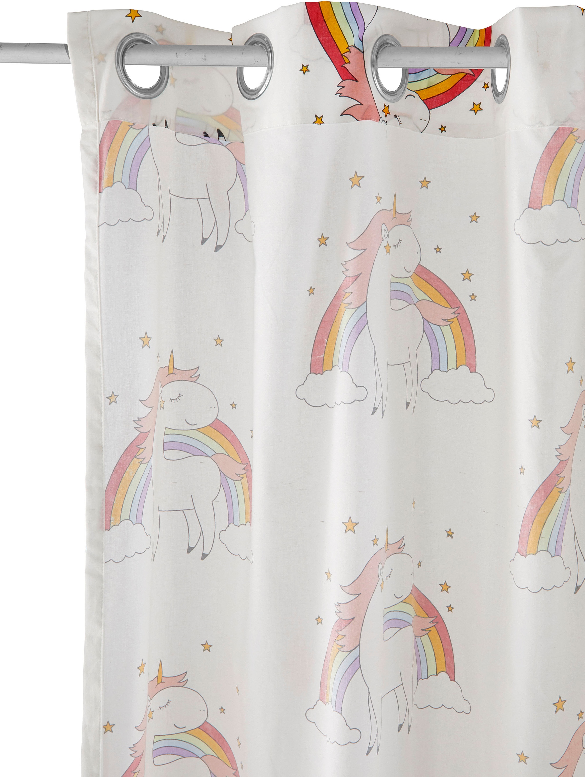 Lüttenhütt Gardine »EINHORN« Ösen 1 Stk. tlg. Kindergardine, Einhorn, Regenbogen, einseitig bedruckt