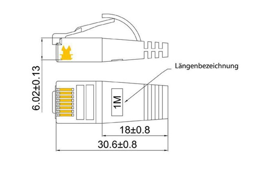 Slimpatchkabel RJ-45 - RJ-45, Cat 6, STP, 2 m, ViolettGeschirmtes Twisted-Pair-Kabel (STP) mit Klinkenschutz
