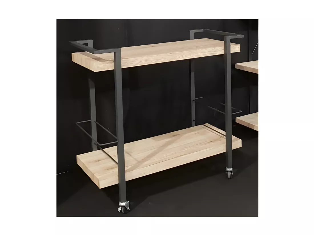 Désserte, meuble de rangement design pour cuisine ou salle à manger TROLLEY. Coloris bois et noir