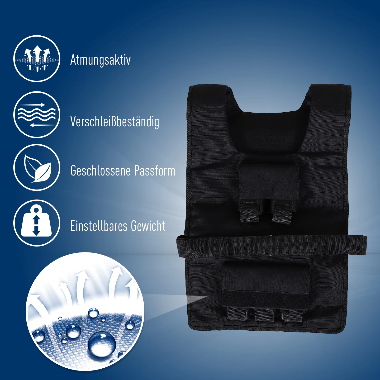 HOMCOM Trainingsweste mit 30 Eisengewichten schwarz 36 x 52 cm (BxL)