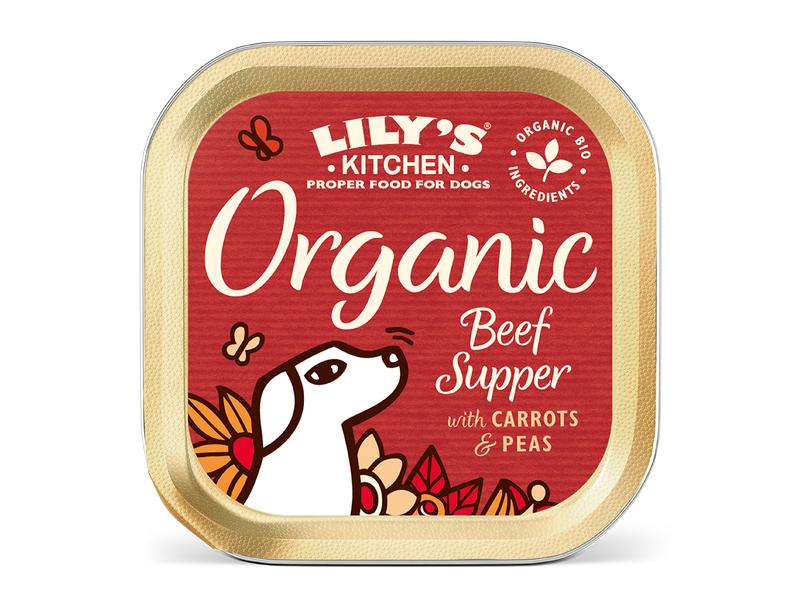 Lily's Kitchen Nassfutter Bio Rind, 11 x 150 g Alleinfuttermittel für Welpen ab 4 Monaten und ausgewachsene Hunde