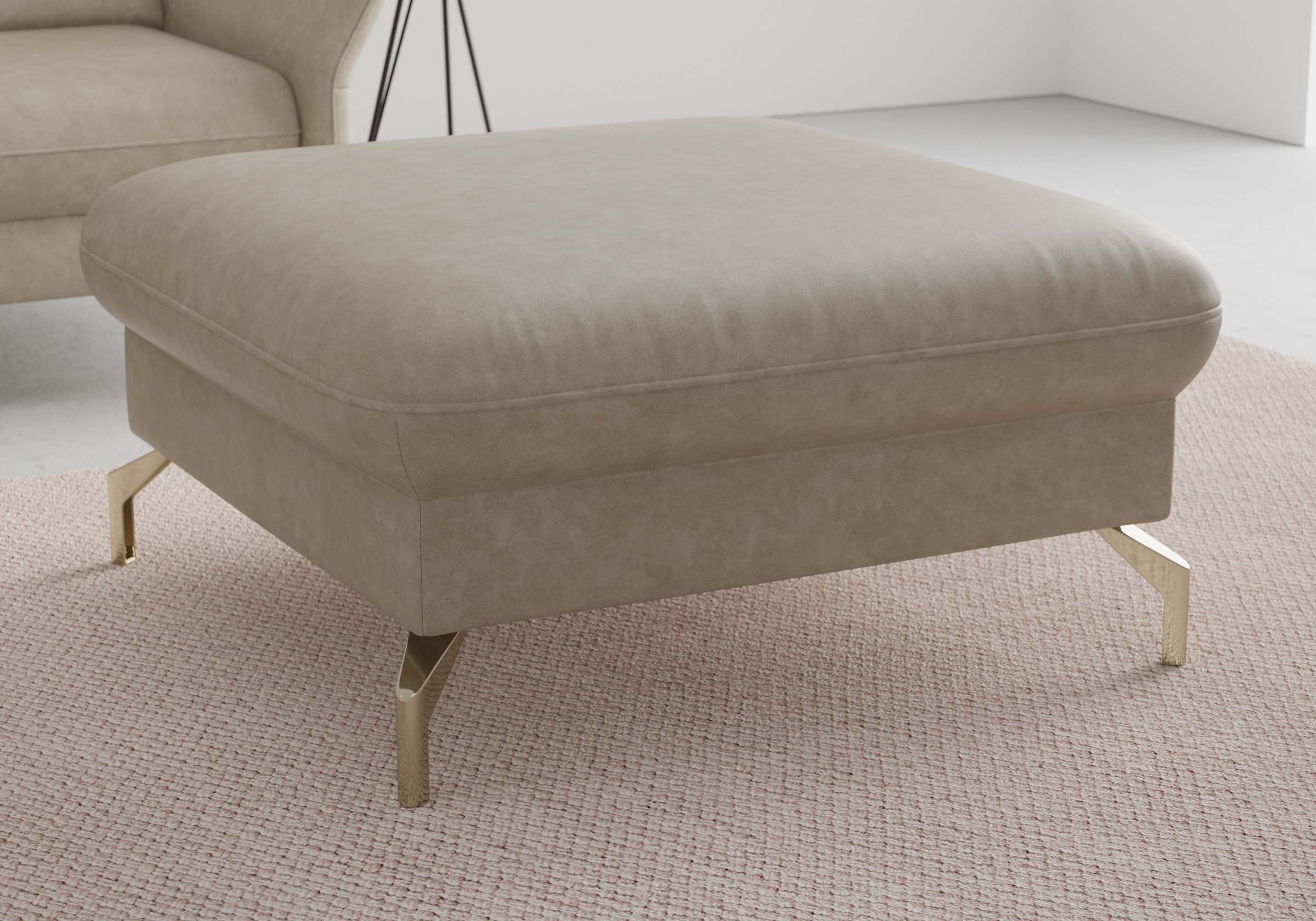 sit&more Hocker »Fashion« inklusive Federkern, mit satinierten Nickelfüssen