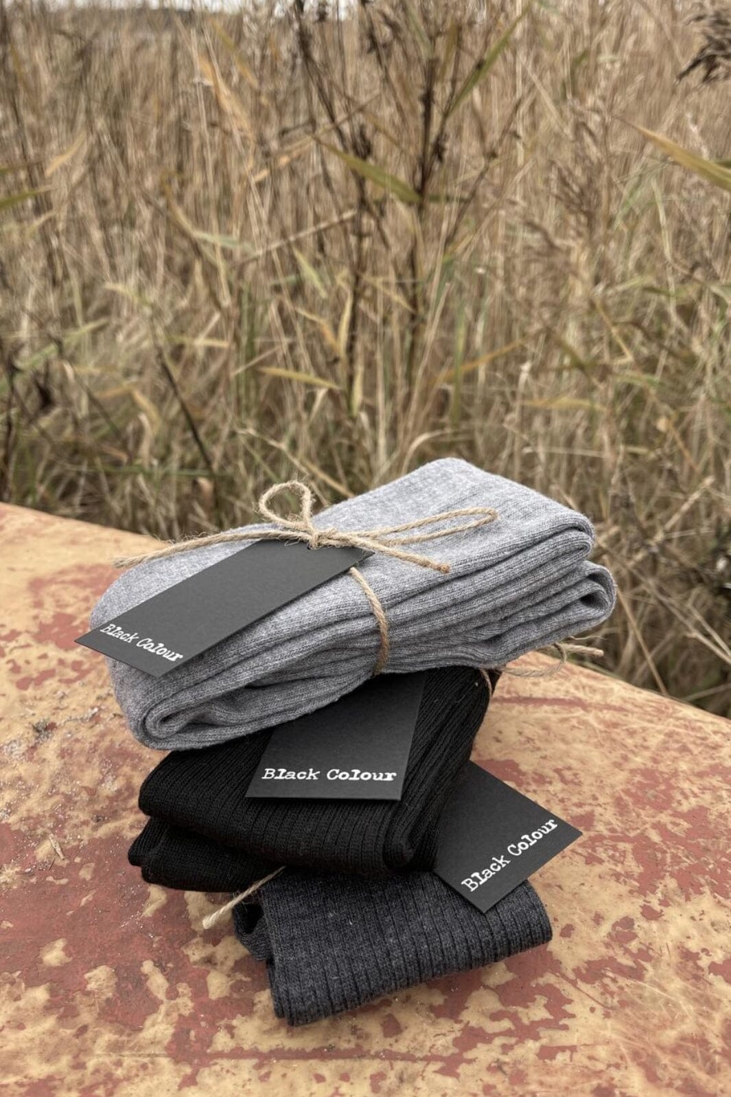 Black Colour Bcmalika Kneehigh Rib Sock dk grey
