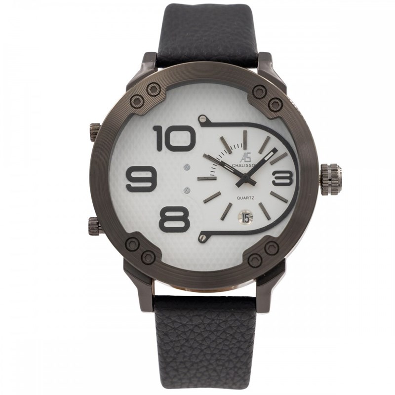 Coffret montre Homme CHTIME bracelet Cuir Noir