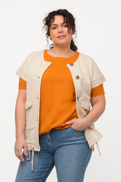T-Shirt, Saumband, Rundhals, Halbarm, Biobaumwolle