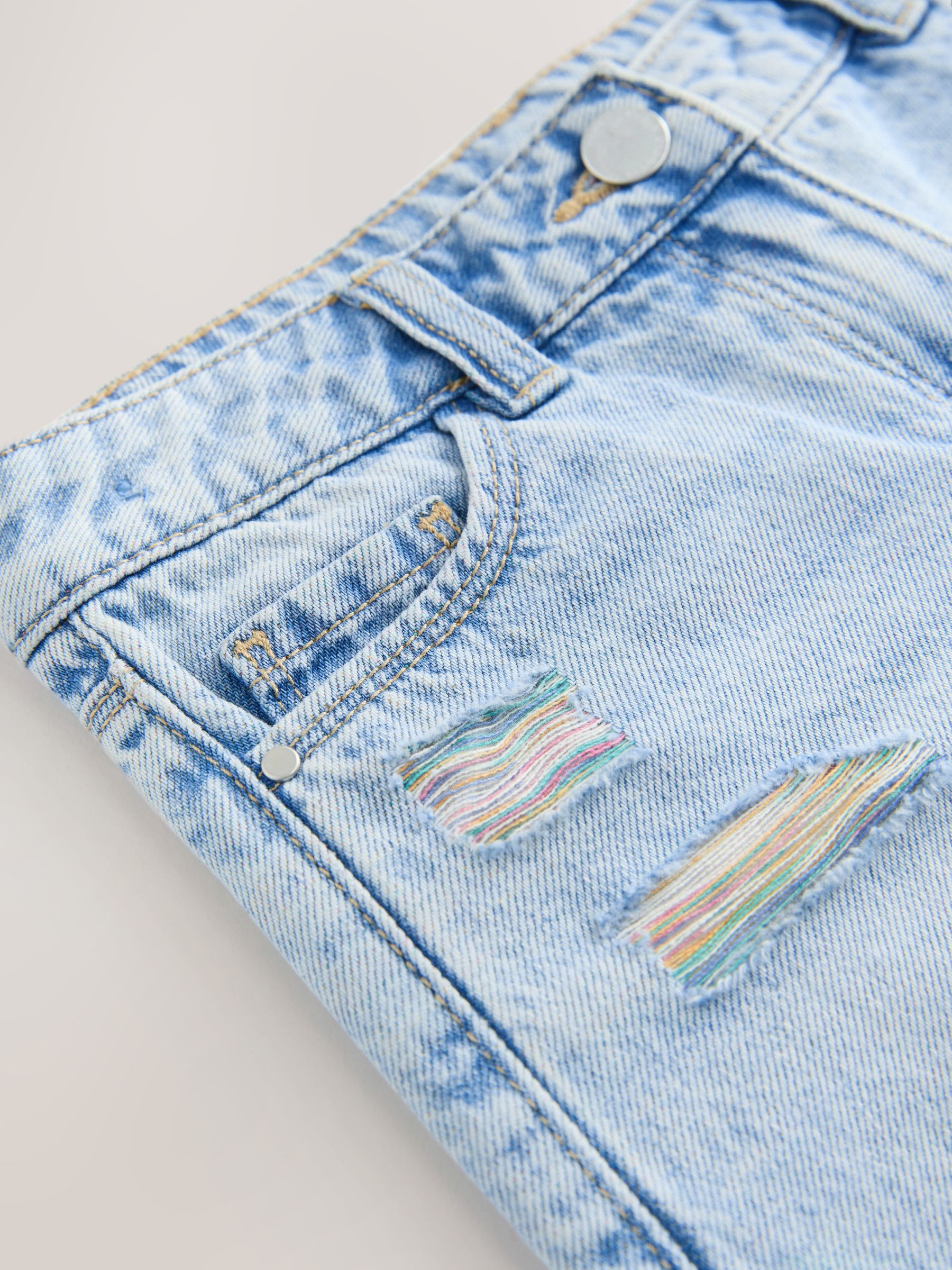 Regenboog - 100% katoenen shorts met gerafelde rand (3-16jr)